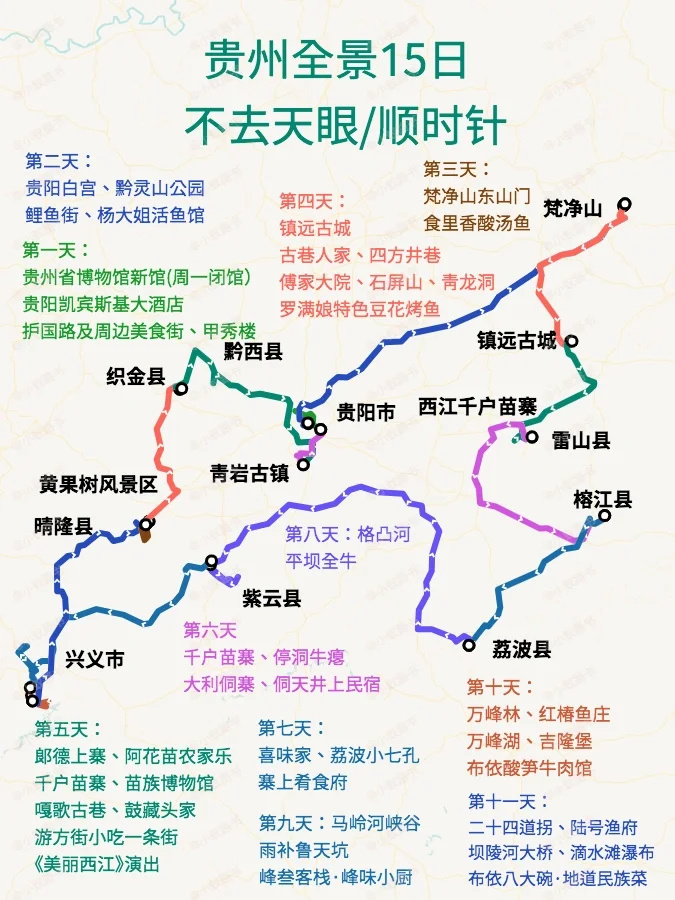 避暑胜地|贵州全景15日自驾游行程详细