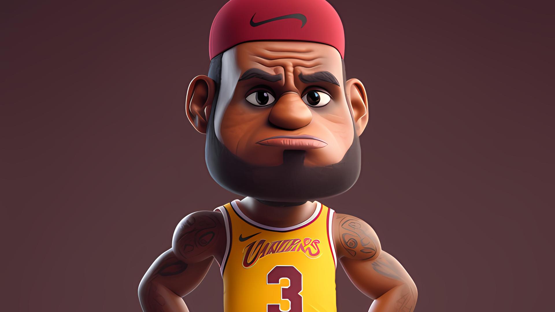 NBA湖人队詹姆斯原创卡通风格壁纸（第一期）