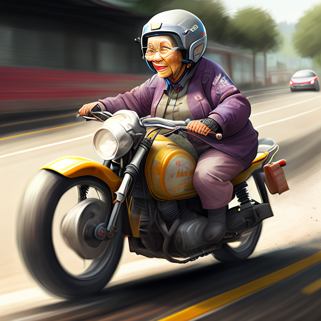 老奶奶骑摩托车，只有到了AI时代，才能看到这些图！
