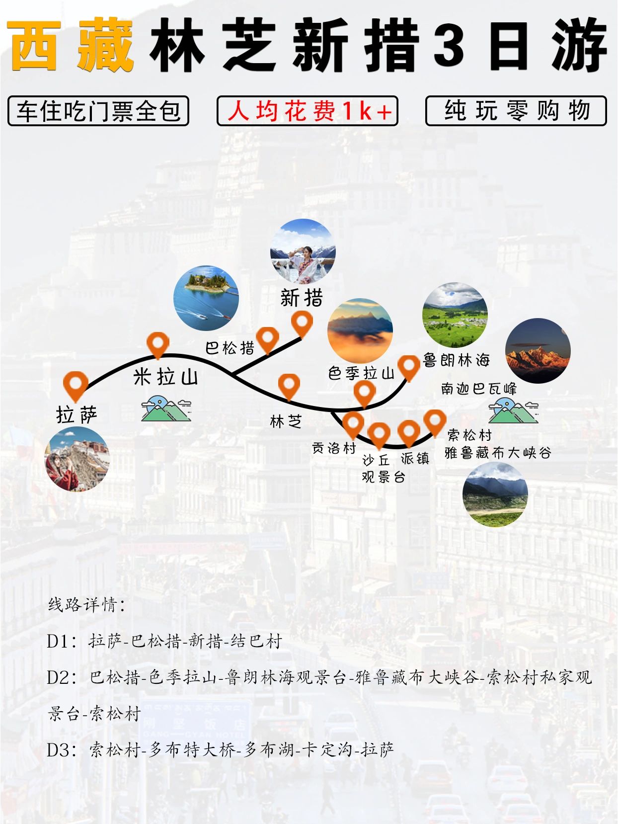 西藏林芝，新措+观景住宿+旅拍，纯玩3日
