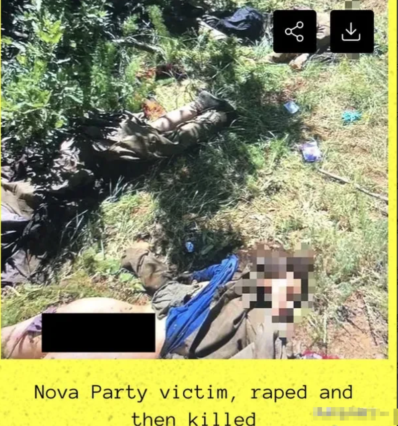 以色列政府发布了一张新的假照片，据称是 10 月 7 日在诺瓦音乐节上被哈马斯武