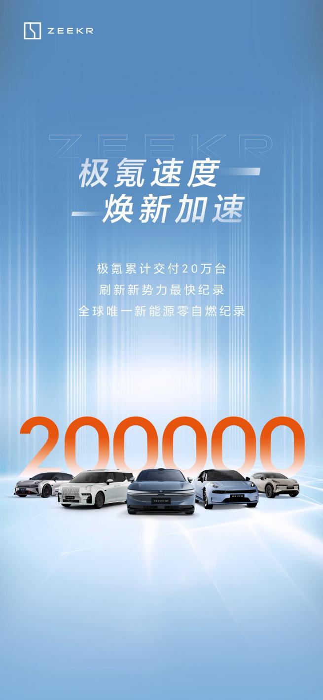#极氪累计交付20万台#极氪第20万台今天在极氪广州番禺交付中心交付，从0到20