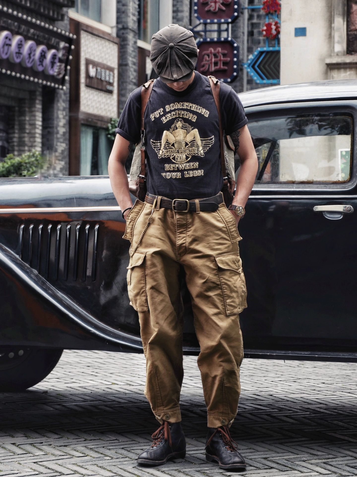 复古穿搭，地勤裤。