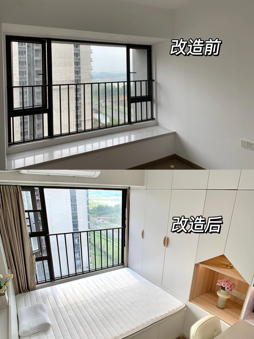 6㎡小次卧飘窗不能砸，这样设计利用率超高
我家大次卧只有6平
但有一个面积不小还