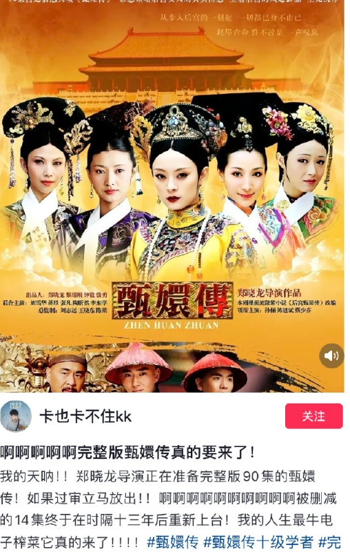 燃冬都能过审，甄嬛传要是过不了审可就说不过去了 ​​​
