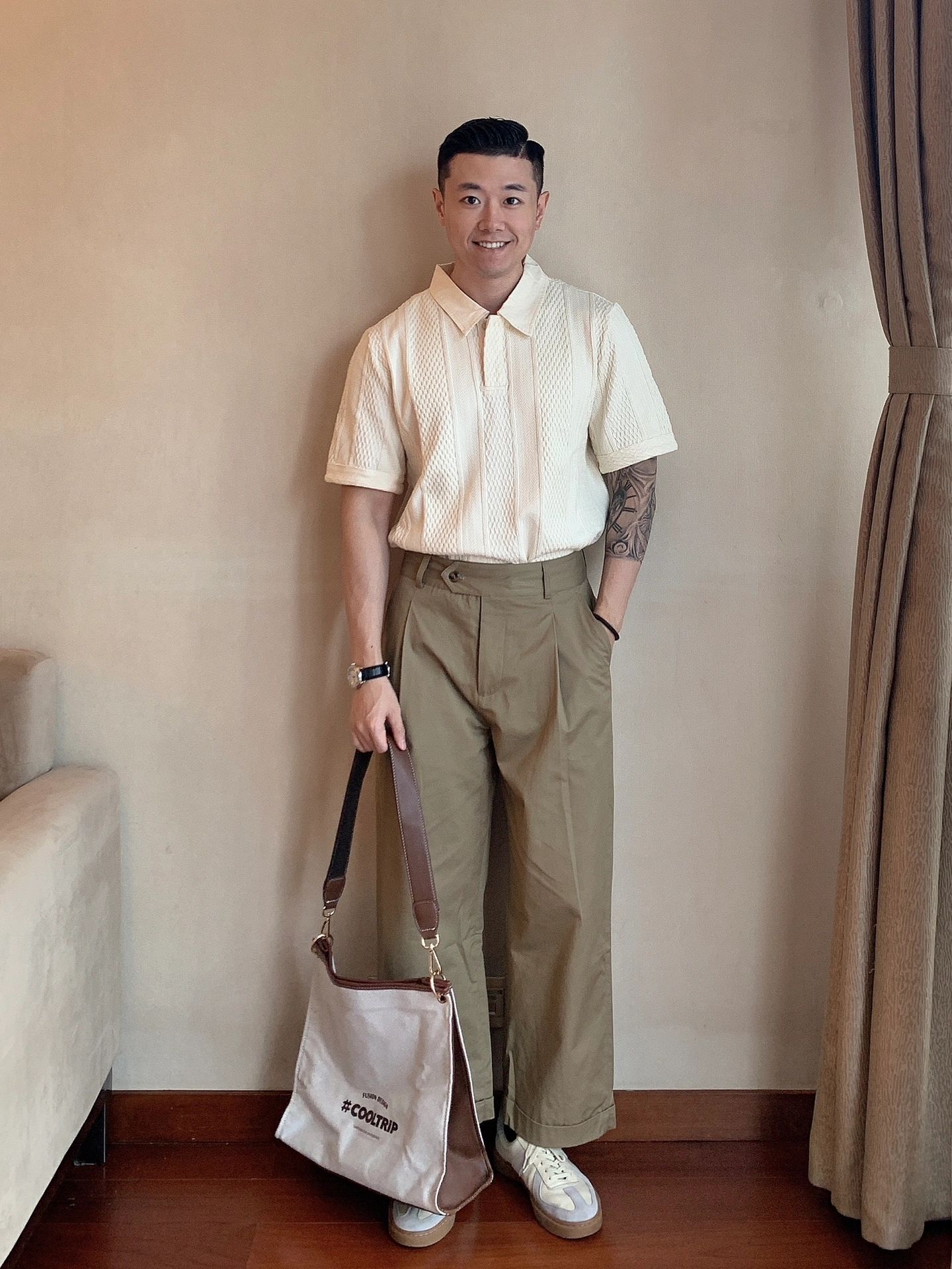 男生复古大地色系穿搭休闲简约