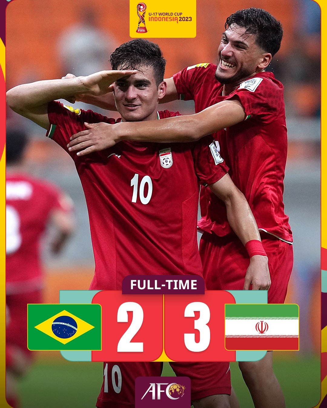 这叫什么事？U17世界杯伊朗连进3球3-2逆转巴西
U17世界杯小组赛c组，伊朗