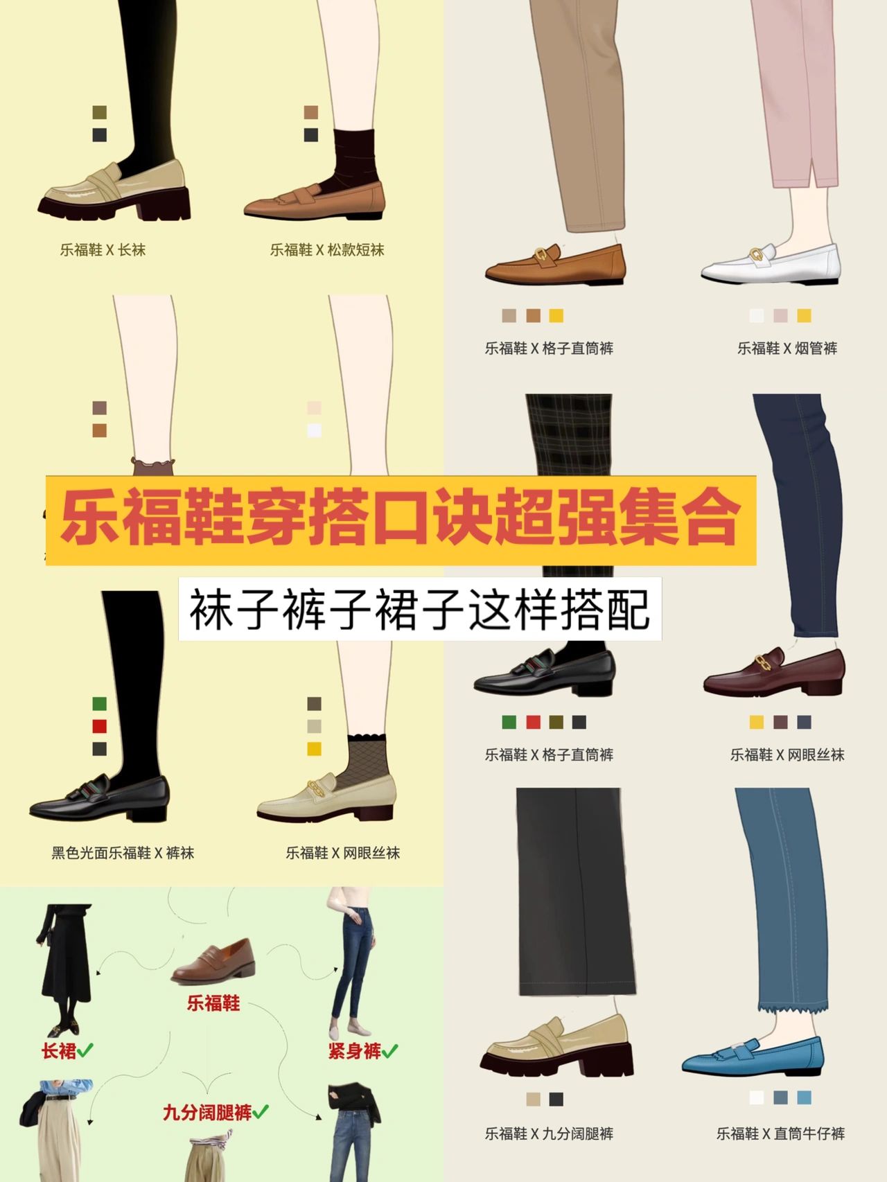 乐福鞋穿搭口诀集合#女乐福鞋搭配技巧#