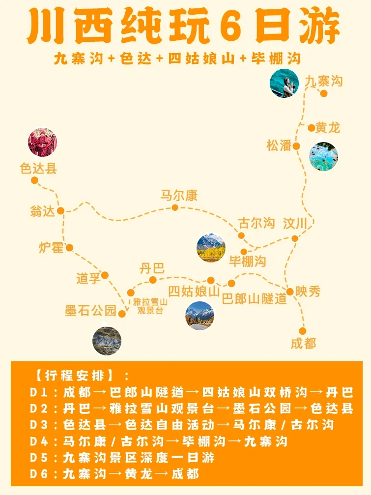 川西环线❗6天3k✨九寨沟色达四姑娘山