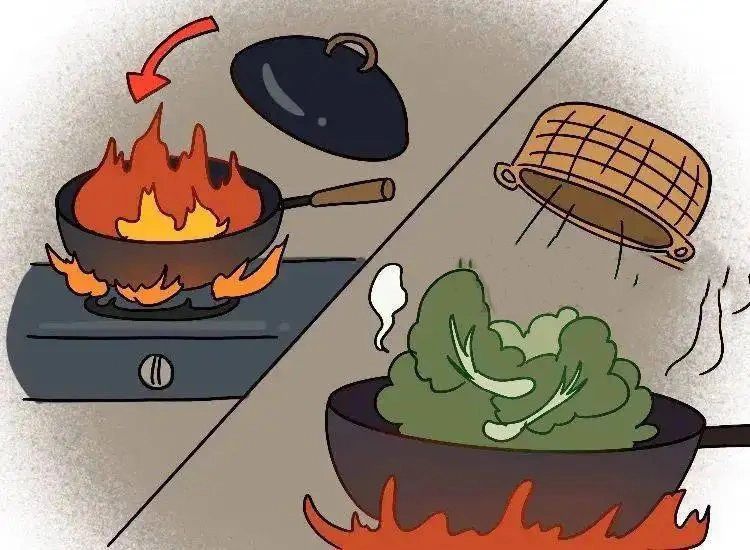 炒菜油锅着火了怎么办#厨房起火如何自救#