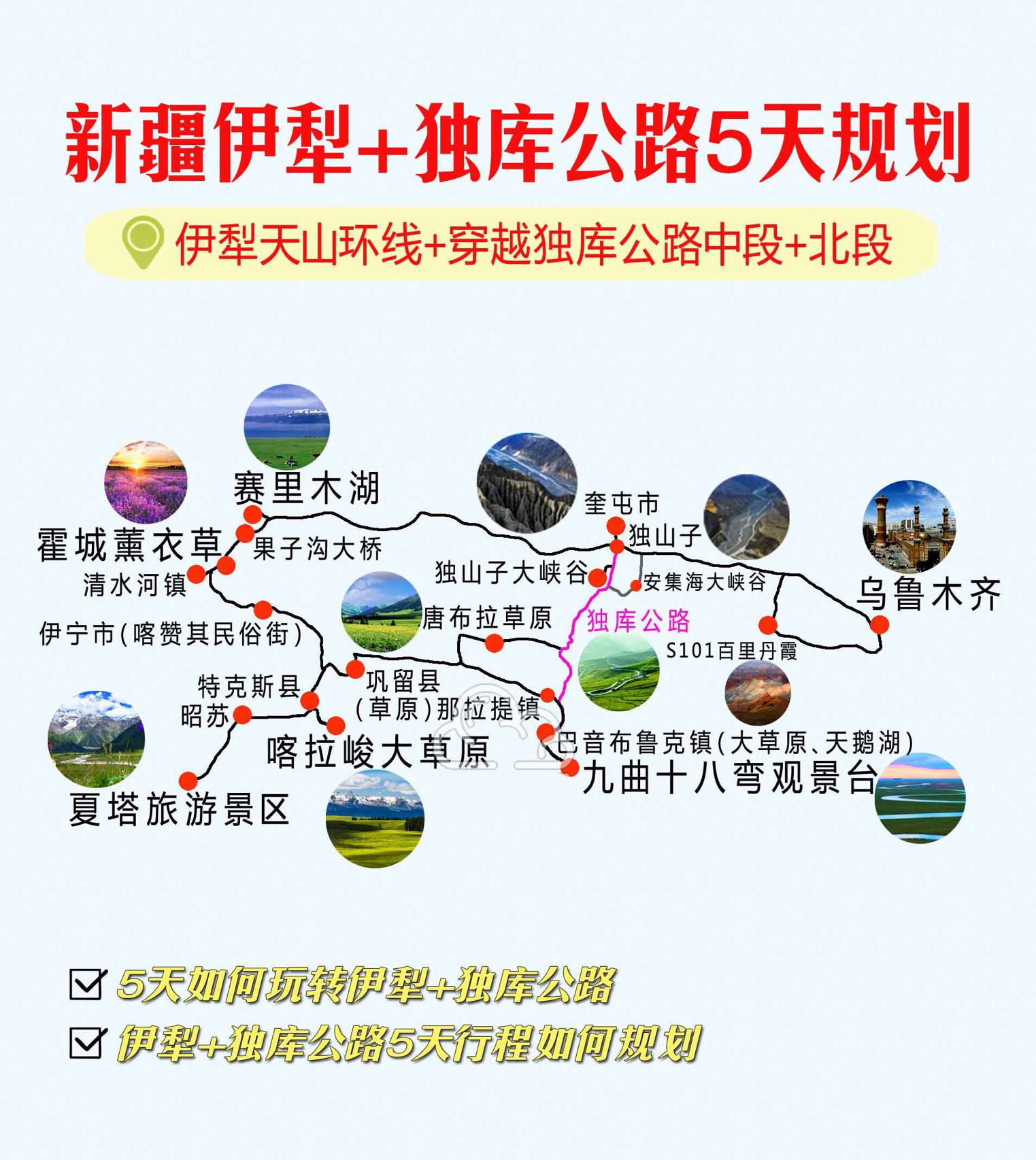 穿越独库公路5日旅游+新疆伊犁天山环线