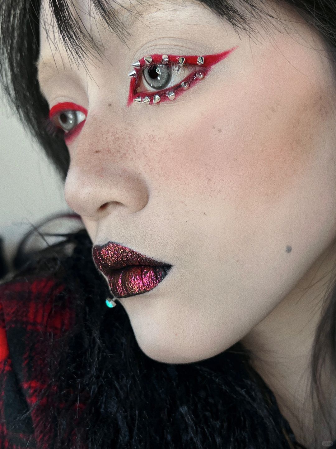 新年炸翻！朋克铆钉⛓️红色全包眼线🍒