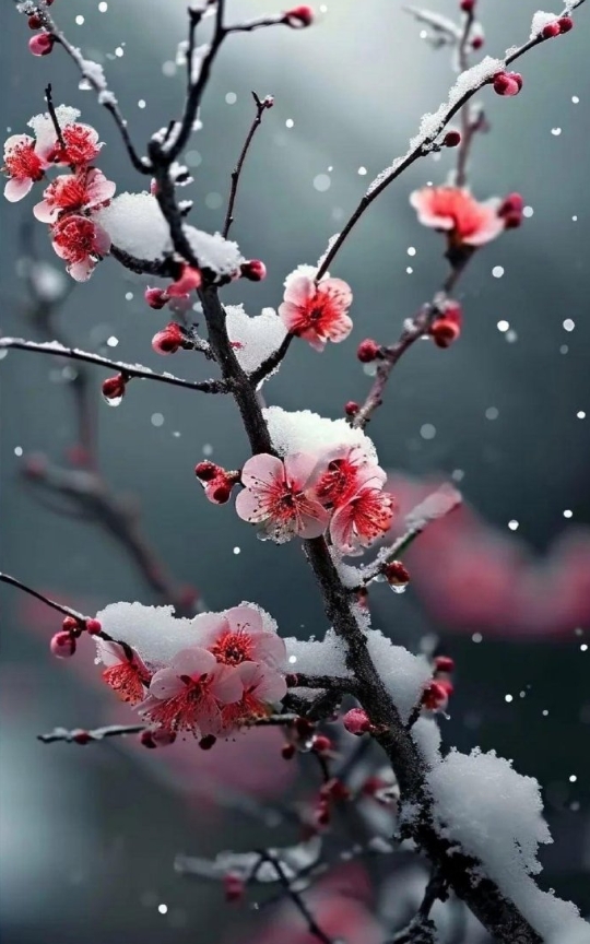 傲雪寒梅·冰川雪景唯美境意