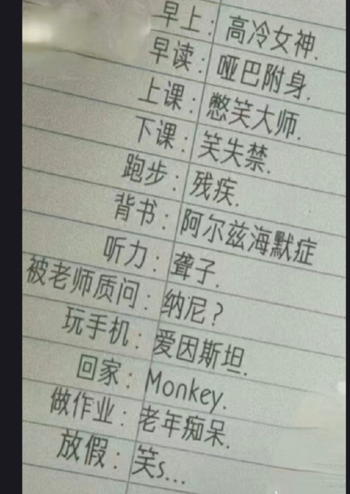 学生从早到晚都是人设 ​​​