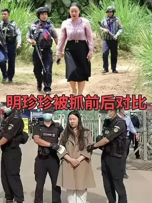 明珍珍被捕前后的对比照片，反差实在是太大了，令人无法接受

第一张照片我们可以看