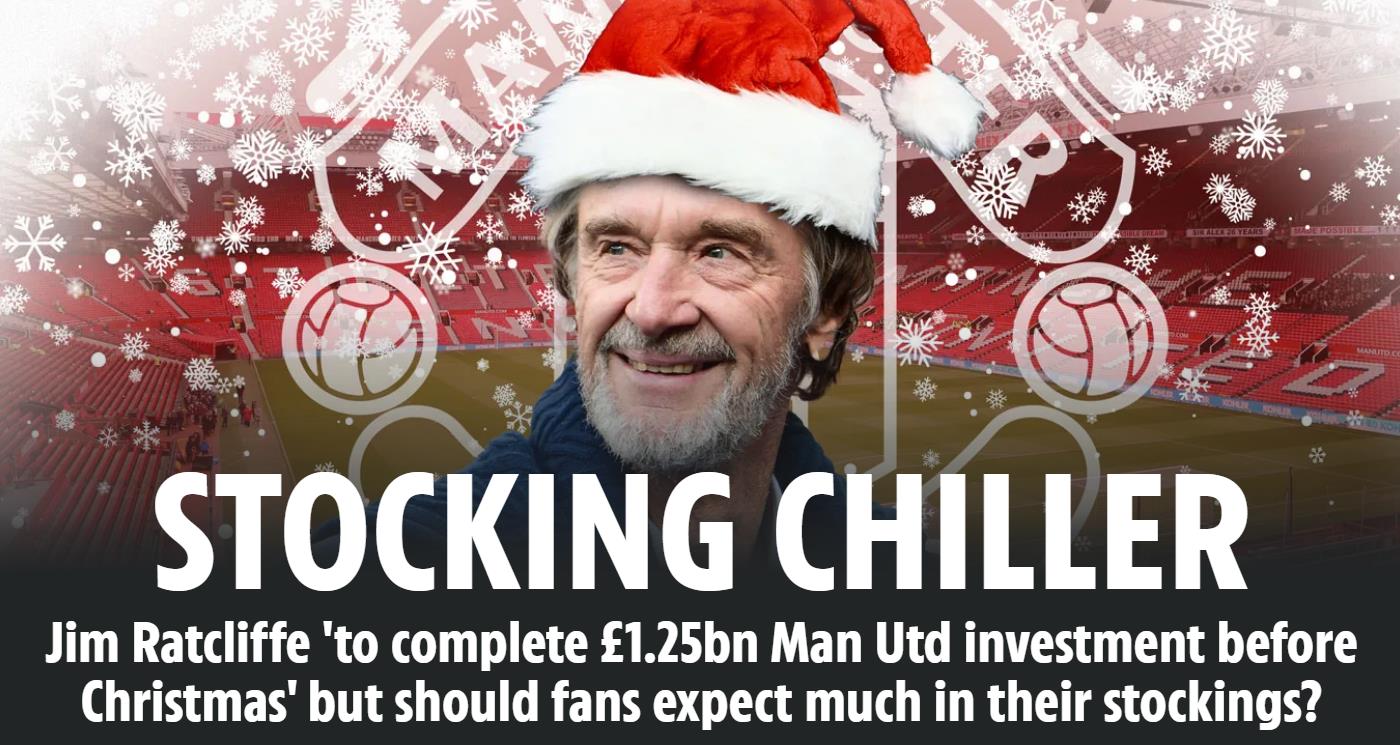 英国媒体确认，拉特克利夫即将在圣诞节前完成对曼联12.5亿镑的投资，入主之后，拉