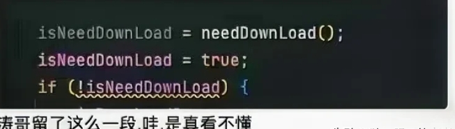 同事离职后，接手代码的人给我发了这么一段截屏，我是真的绷不住了。

大家好，我是