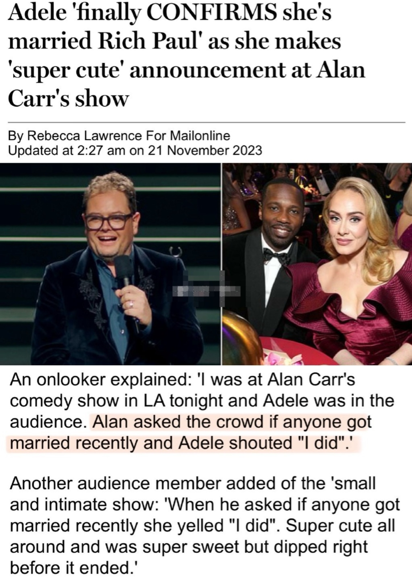 阿黛尔再婚，男方是球星詹姆斯挚友，网友直言这门亲事我们不同意
阿黛尔是一位著名的