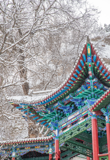 兰州五泉山古建筑的雪

西北地区的雪景也可以很美，古典的亭台楼阁配上大雪，有一种