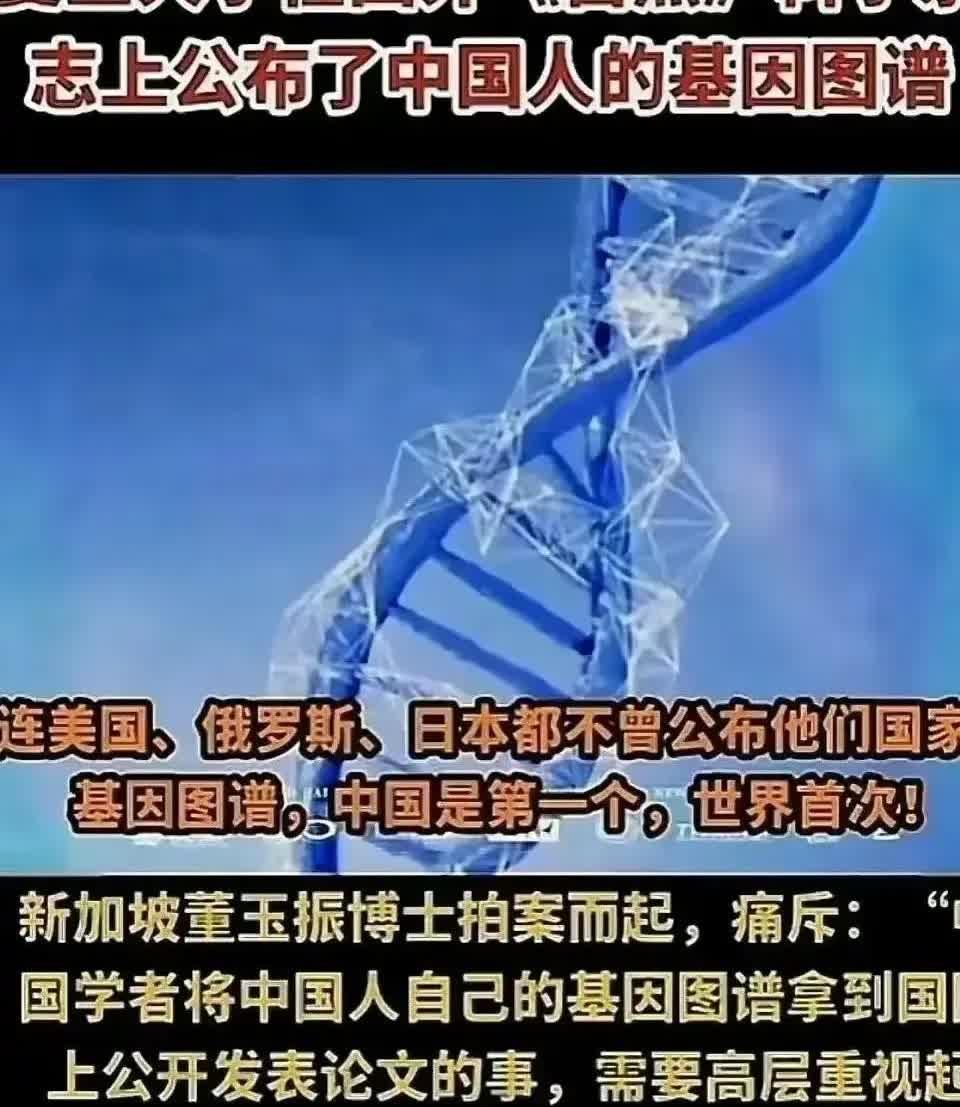 那个时候，他们向全世界公布了中国人的基因图谱。今天，中国人正在经历一场大规模的支