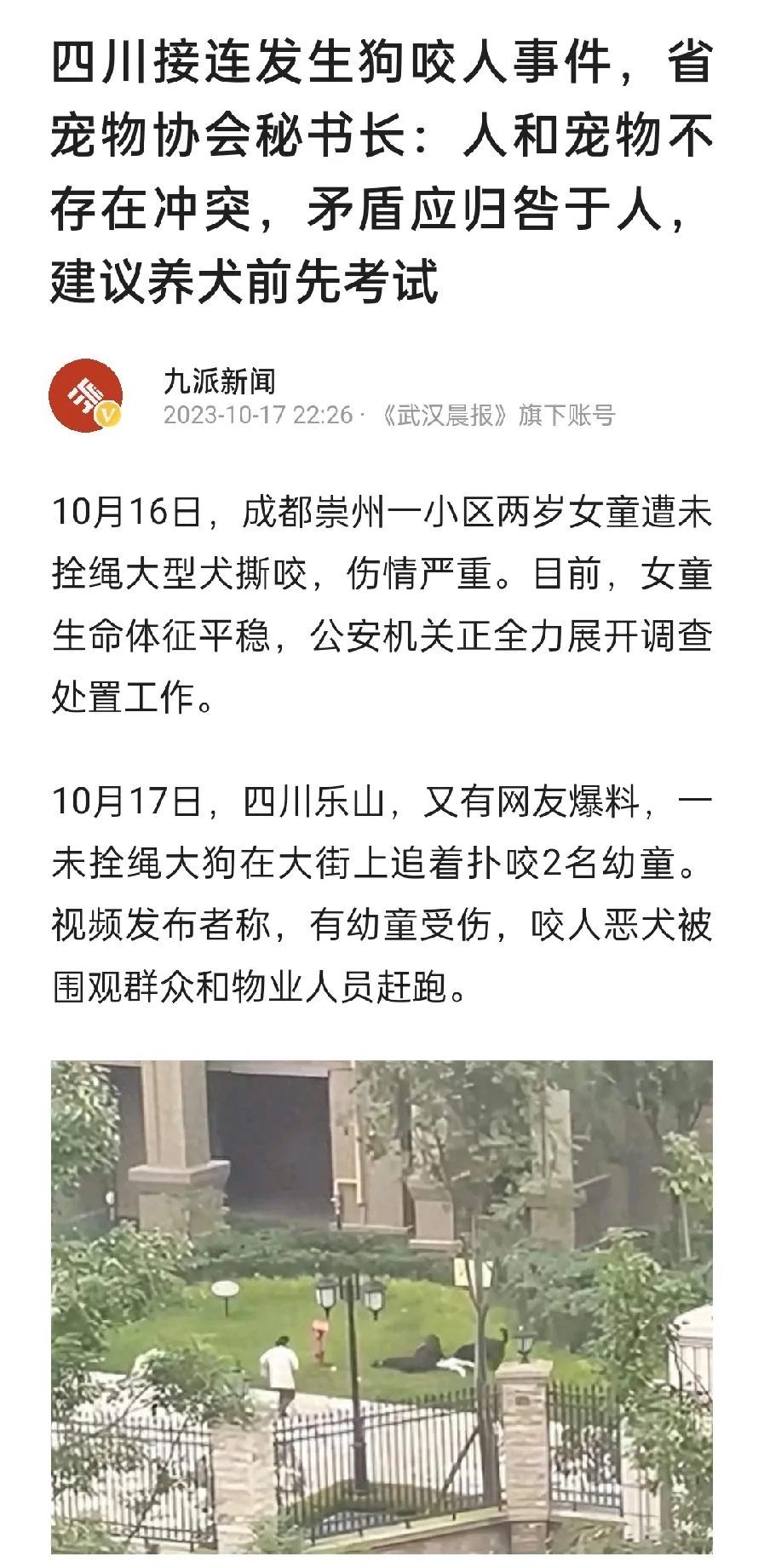 终于有协会发声了！对于成都崇州两岁女童遭未拴绳大型犬撕咬一事，妇联发声了，党媒发