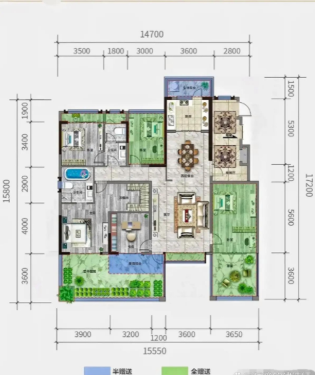 这套房子的户型设计简直是个奇迹！它充分利用了每一寸空间，将赠送面积发挥到了极致，