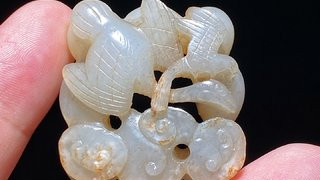 元 和田玉白玉籽料 海东青击鹄 春水 带饰 玉珮
