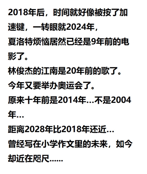 18年以后时间好像按下了加速键 ​​​