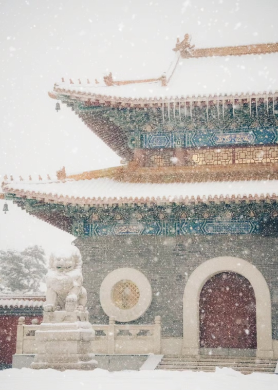 行走中见世界，途中见自己。在长春万寿寺赏雪静心，祝愿在外奔波的人欢喜自在，如意吉