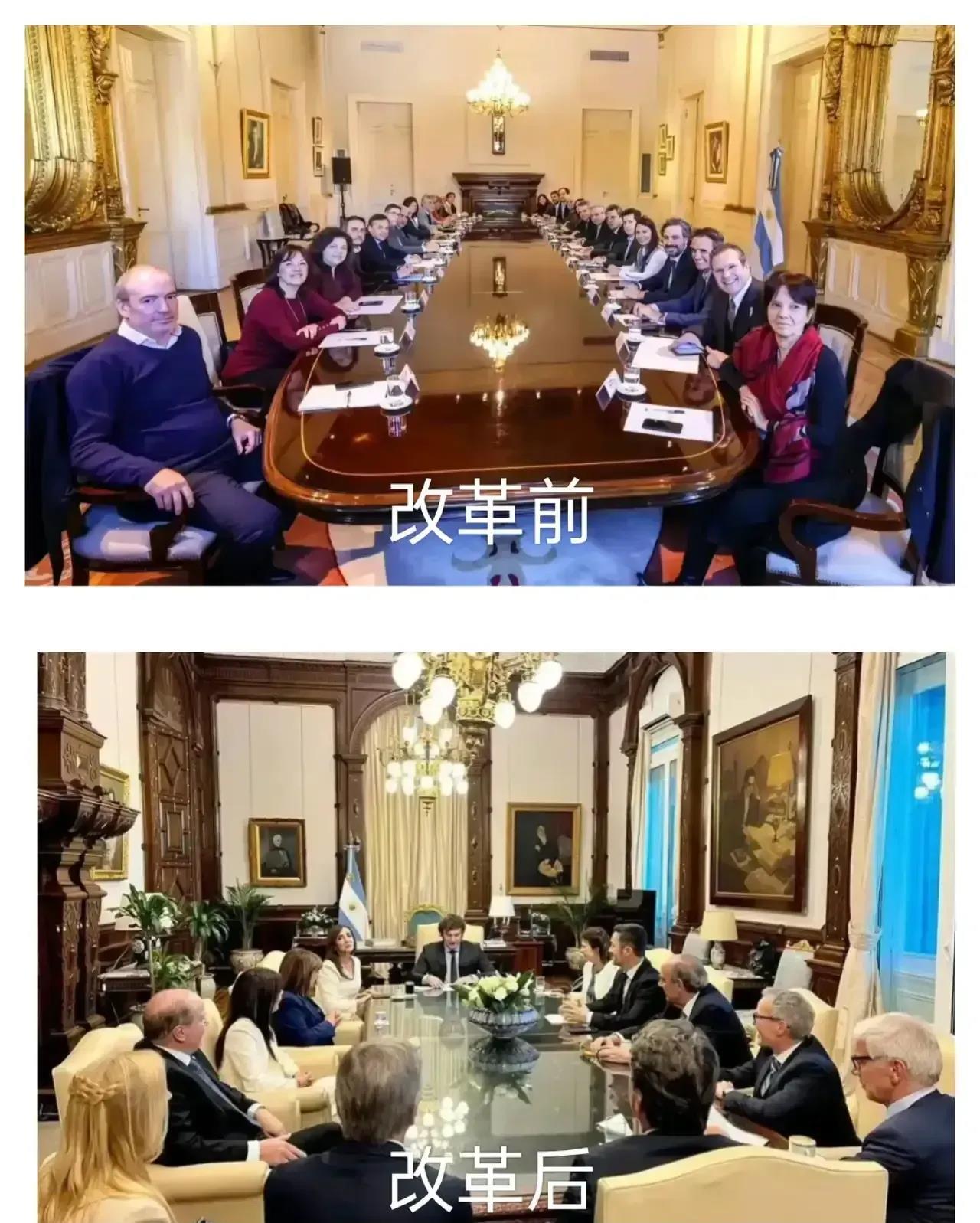 
阿根廷总统米莱上台后祭出了三板斧，第一板斧是砍机构，将原有的18个部门砍掉一半
