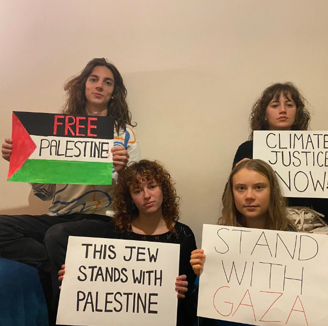 瑞典“环保少女”声援加沙，要与加沙站在一起。

格蕾塔·桑伯格:今天，我们罢工（