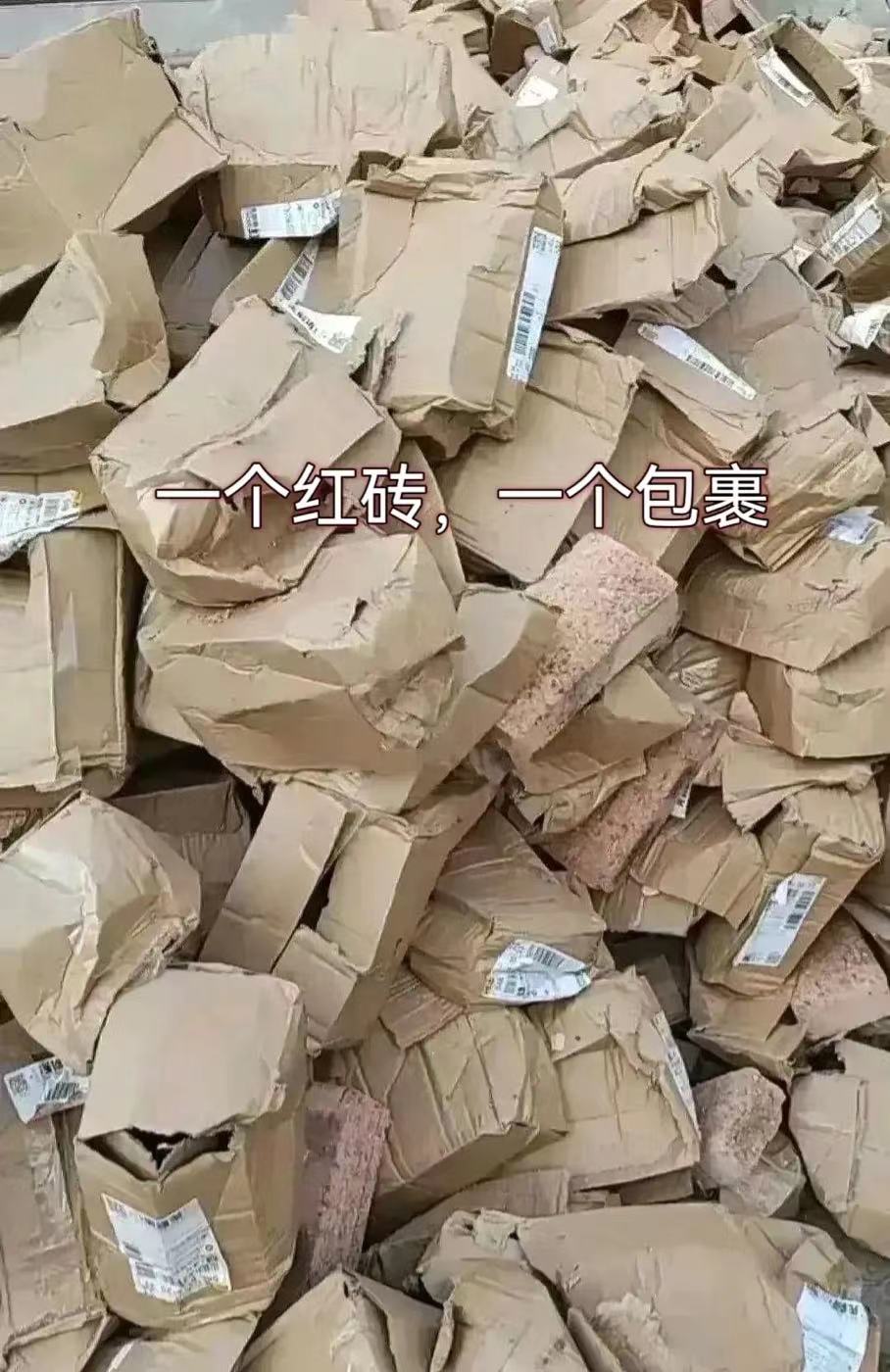 一山东女子，网购了一万块红砖，分了一万了包裹寄到。
评论区很多人说，这女子奇葩，