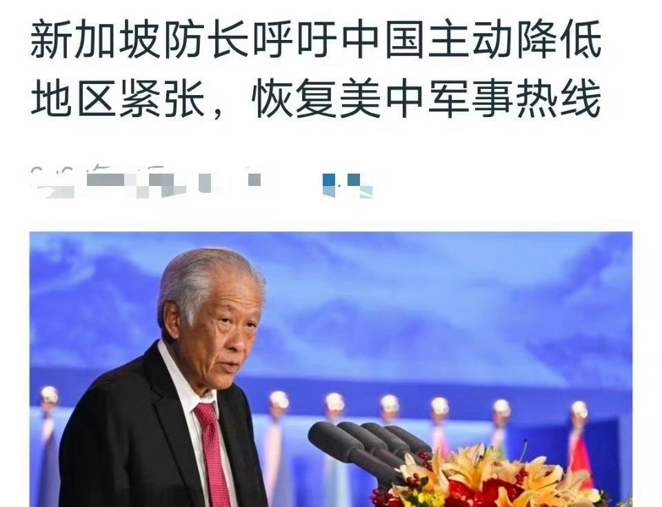新加坡的国防部长表示，希望中国接受成为仁慈的大国，不要在区域制造紧张局势…………