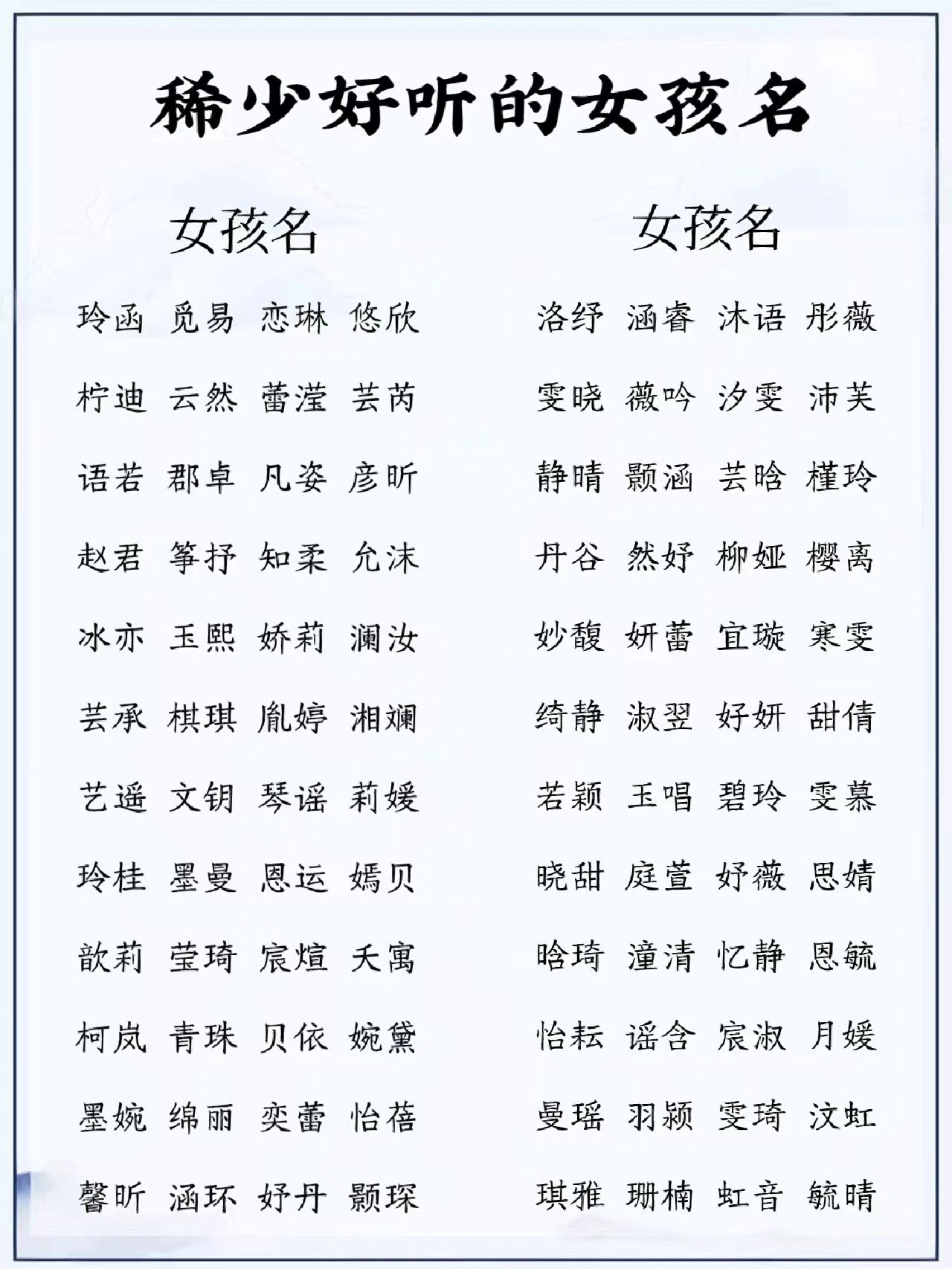 稀少好听的女孩名#好听稀少的名字#