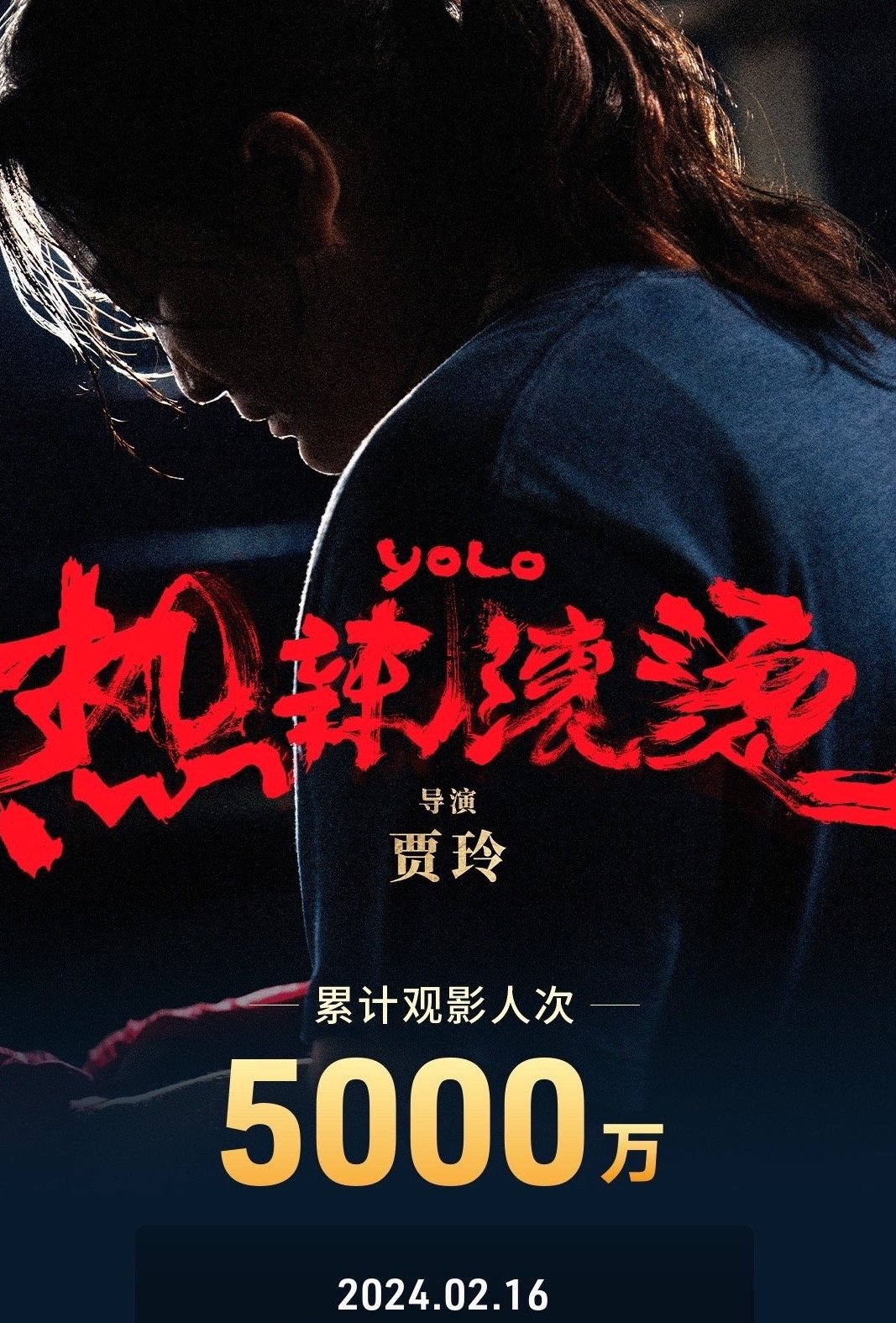 热辣滚烫观影人次破5000万
贾玲、雷佳音、张小斐、沙溢、杨紫、马丽、赵海燕等主