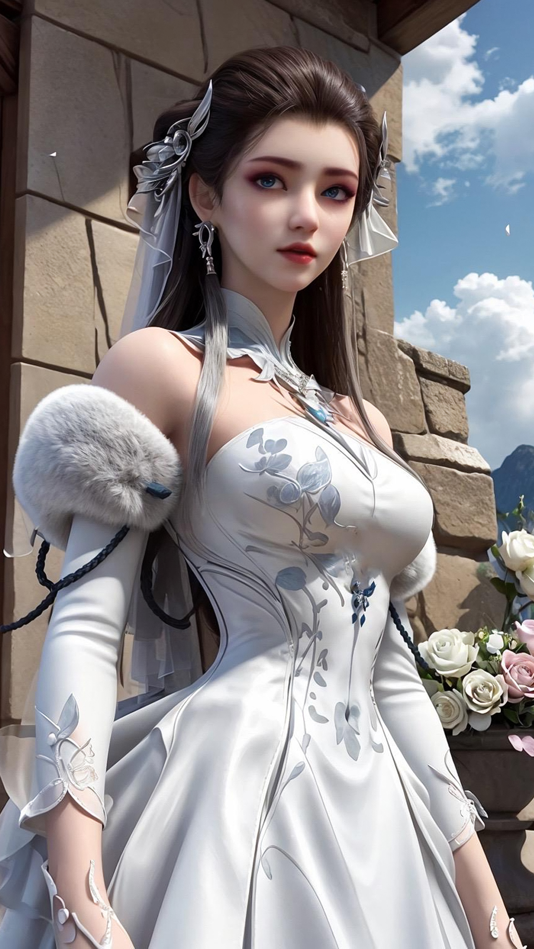 国漫女神AI高清手机壁纸：梦塔白里透红，亦君与众不同！