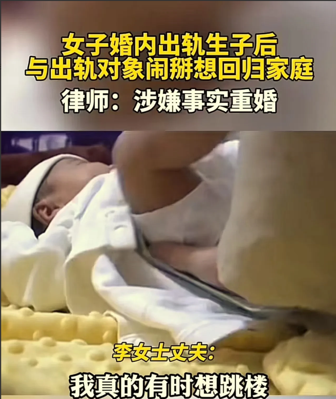 重庆，女子婚内出轨生子，无力抚养孩子，就想回归家庭让丈夫帮忙养孩子！丈夫：“你把
