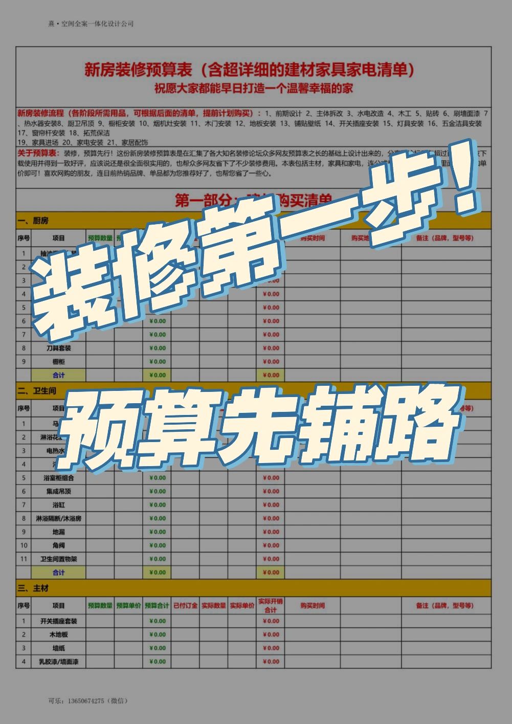 装修第一步，预算先铺路！