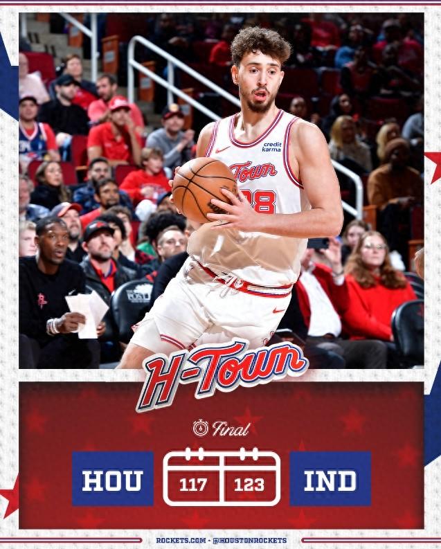 NBA常规赛，火箭117-123不敌步行者，简单总结下比赛！

1.申京单场砍下