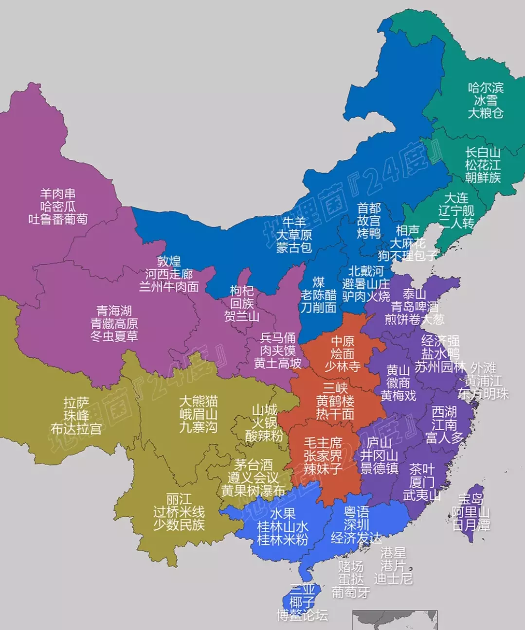 全国各省的第一印象。