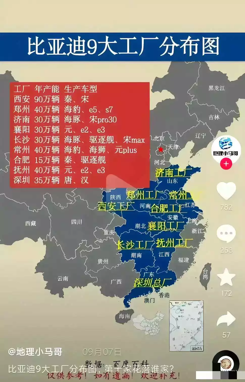 比亚迪9大工厂分布图