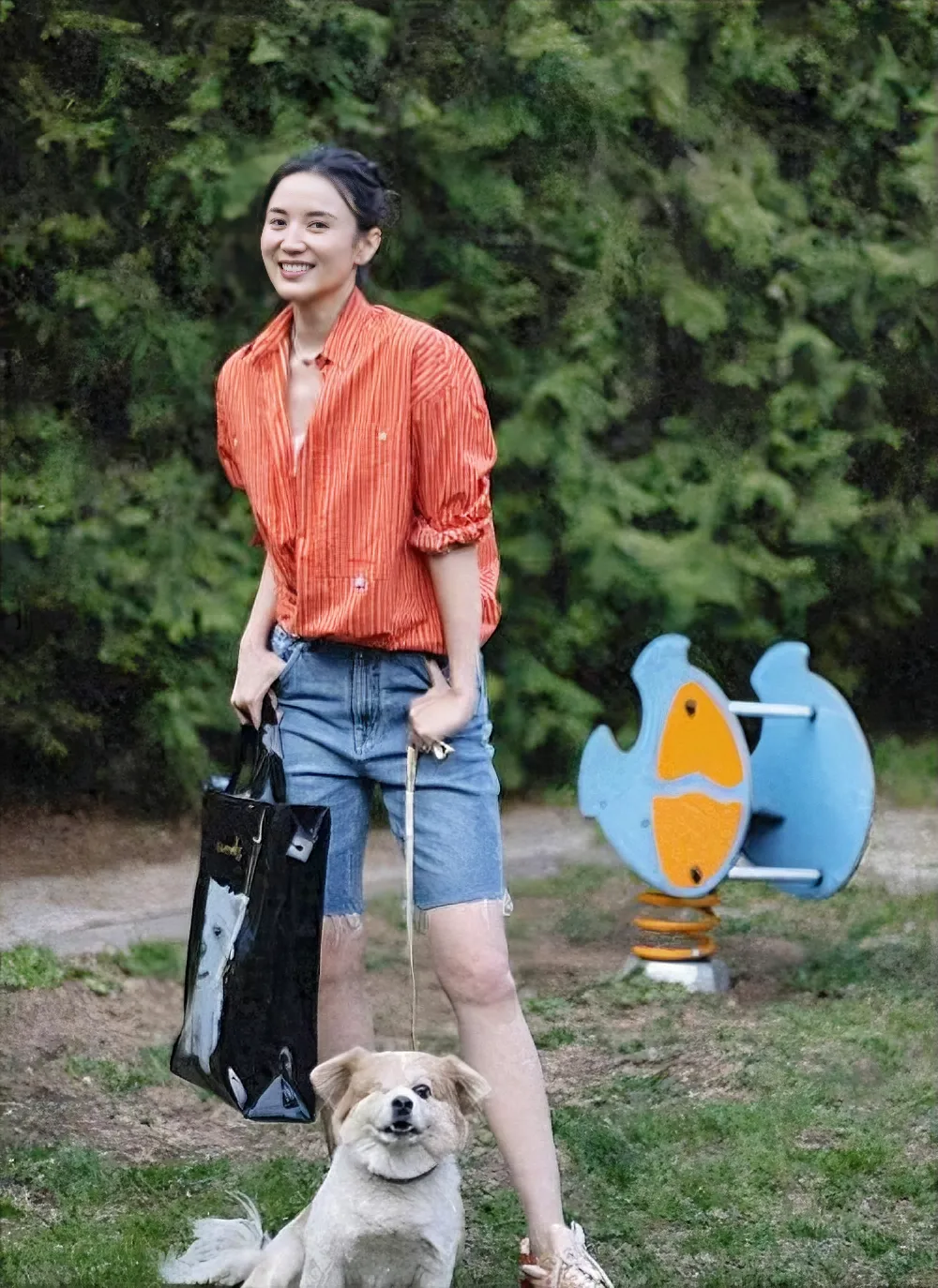 宋佳，长得真美，尤其气质更是魅力四射、无与伦比。
可是，她的宠物狗，却有点问题。