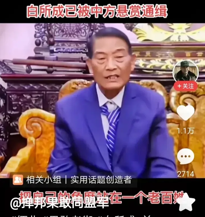 白所成被中国公安通缉后喊话同盟军；“希望你们有点良心，要站在老百姓的角度想一想，