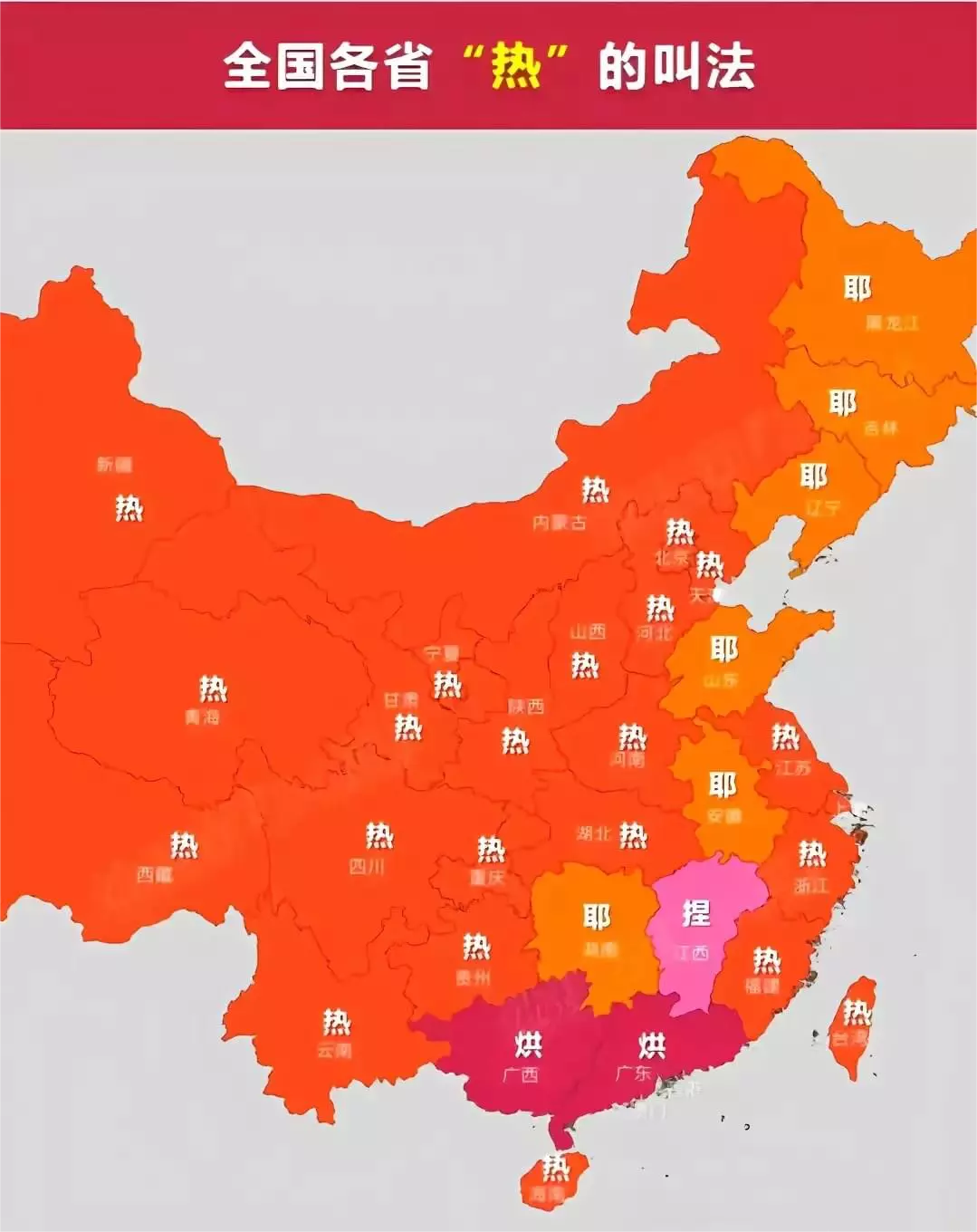 全国各省“热”的叫法。