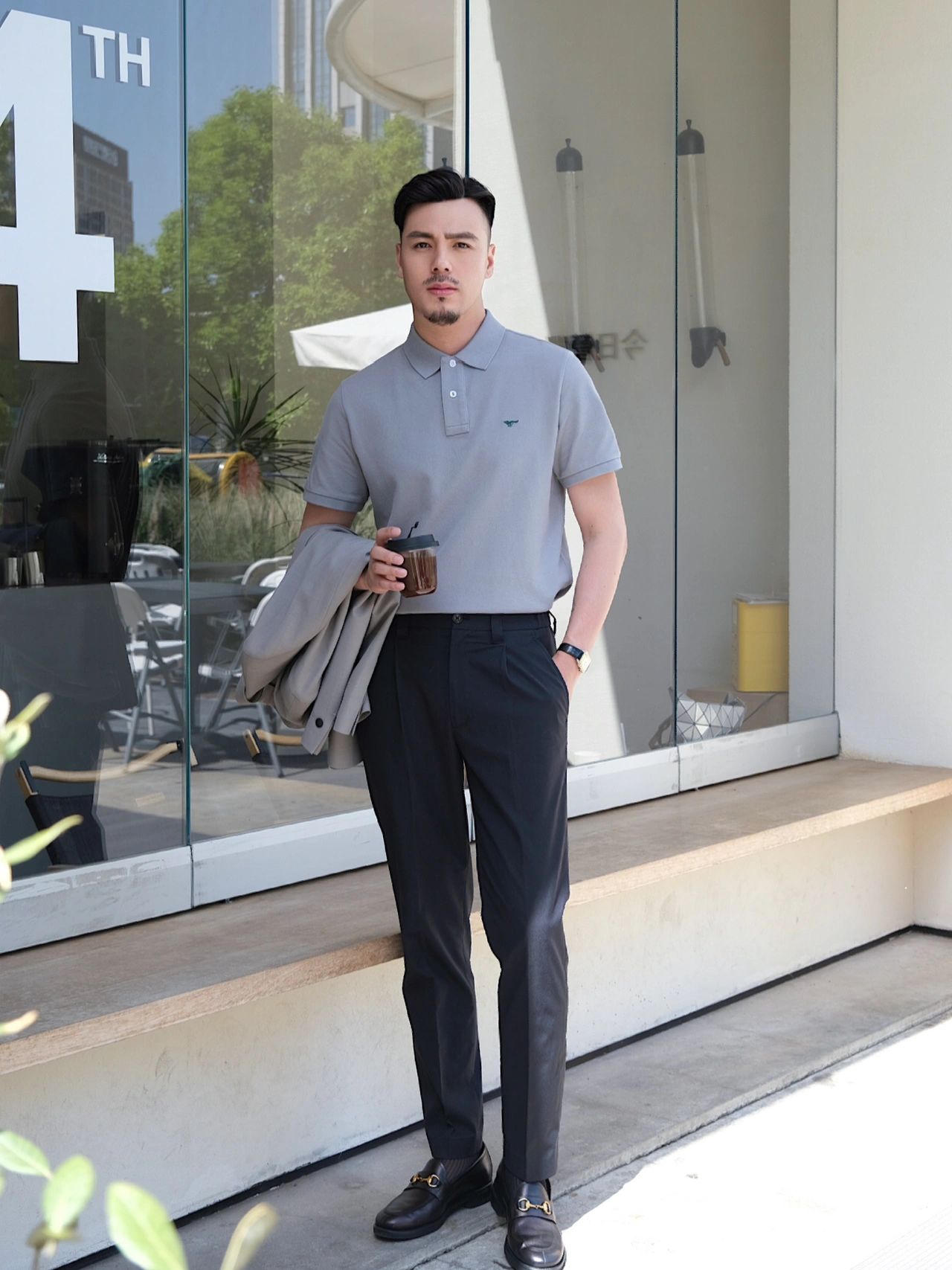 职场男士假期polo出型穿搭