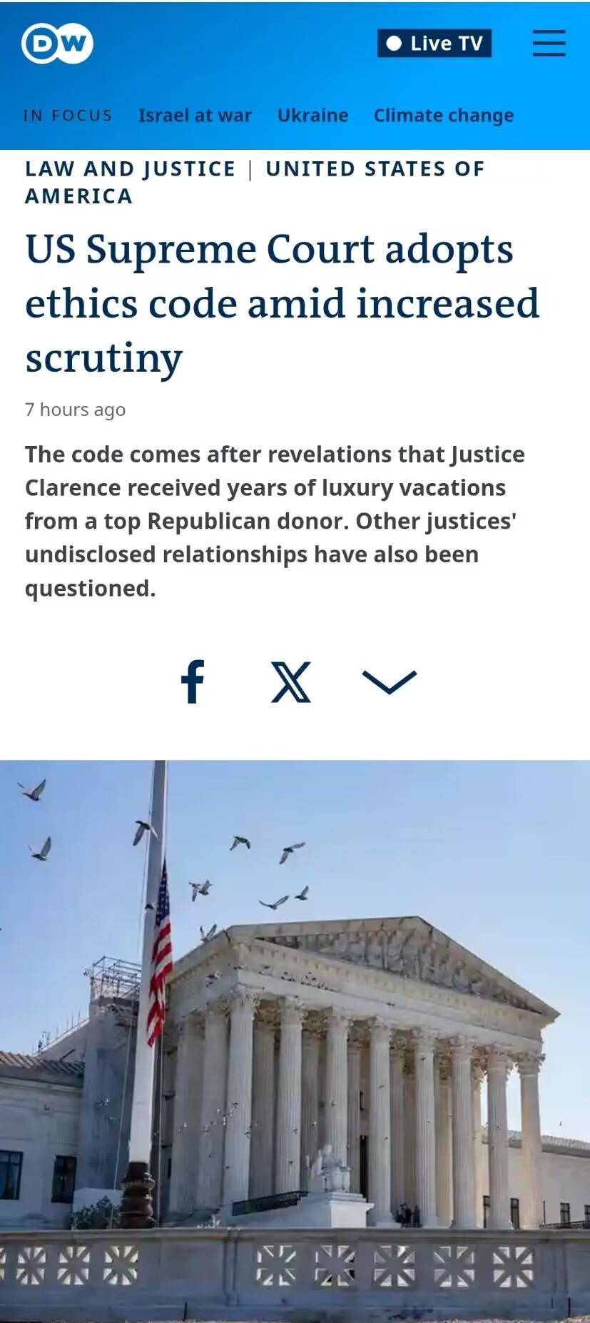因为美国大法官腐败丑事不慎被泄露，美国设立新的“道德标准”约束美国大法官了。

