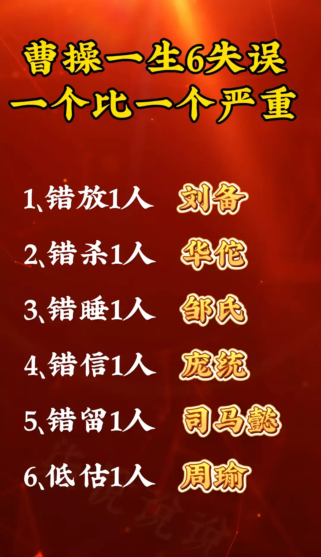 曹操一生的六失误，一个比一个严重