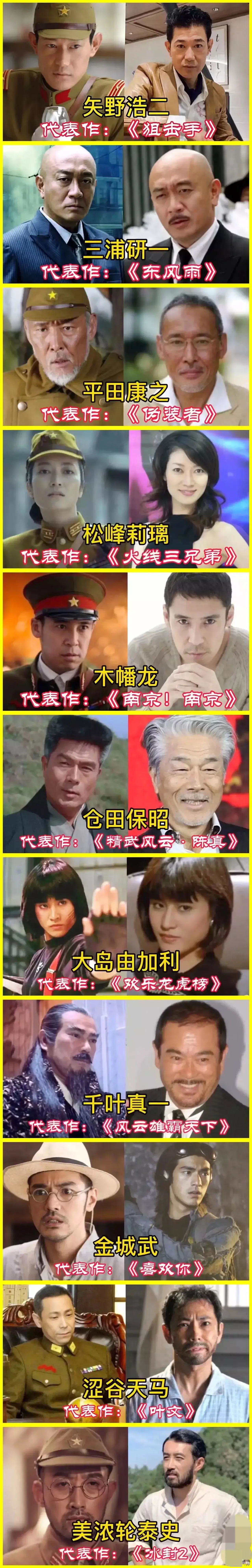 11位来中国发展的日本演员，多数被误认成中国人，不好分辨。