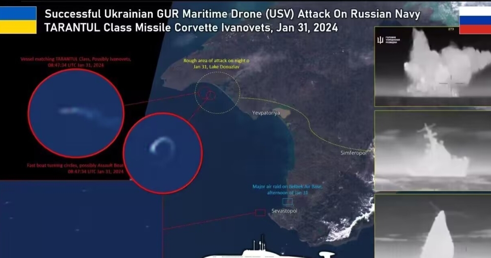 乌克兰武装部队这把牛了，居然用自杀无人艇击沉一艘俄罗斯海军导弹艇！2024年2月