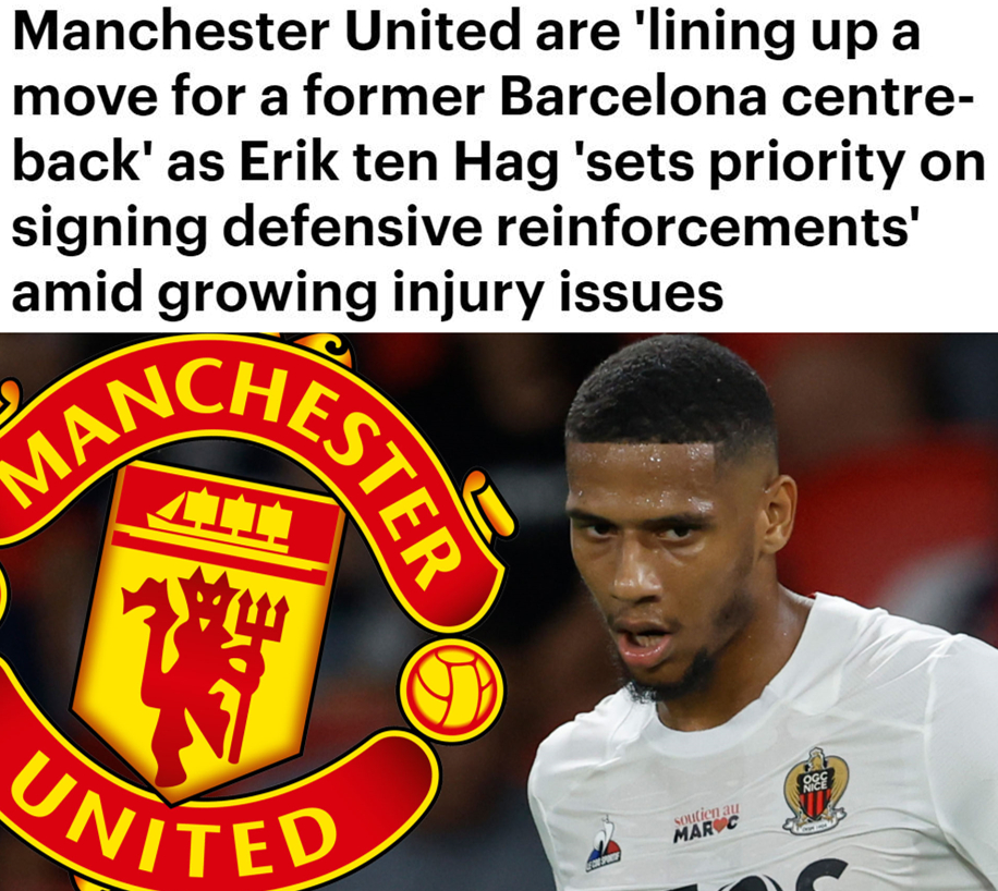 英国媒体邮报报道，滕哈格冬窗的头号引援目标将是一名中卫。前巴萨球员，现效力于法甲